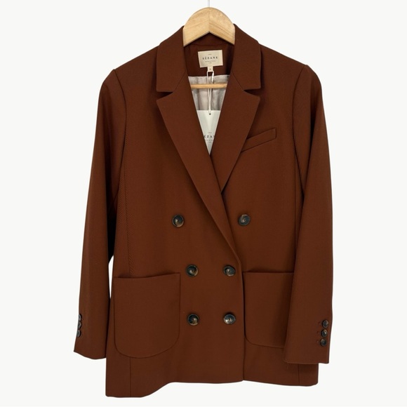 NWT Sézane Michele Double Breasted Blazer | Sz 36 (US 4) | Chocolate Brown - Picture 2 of 16